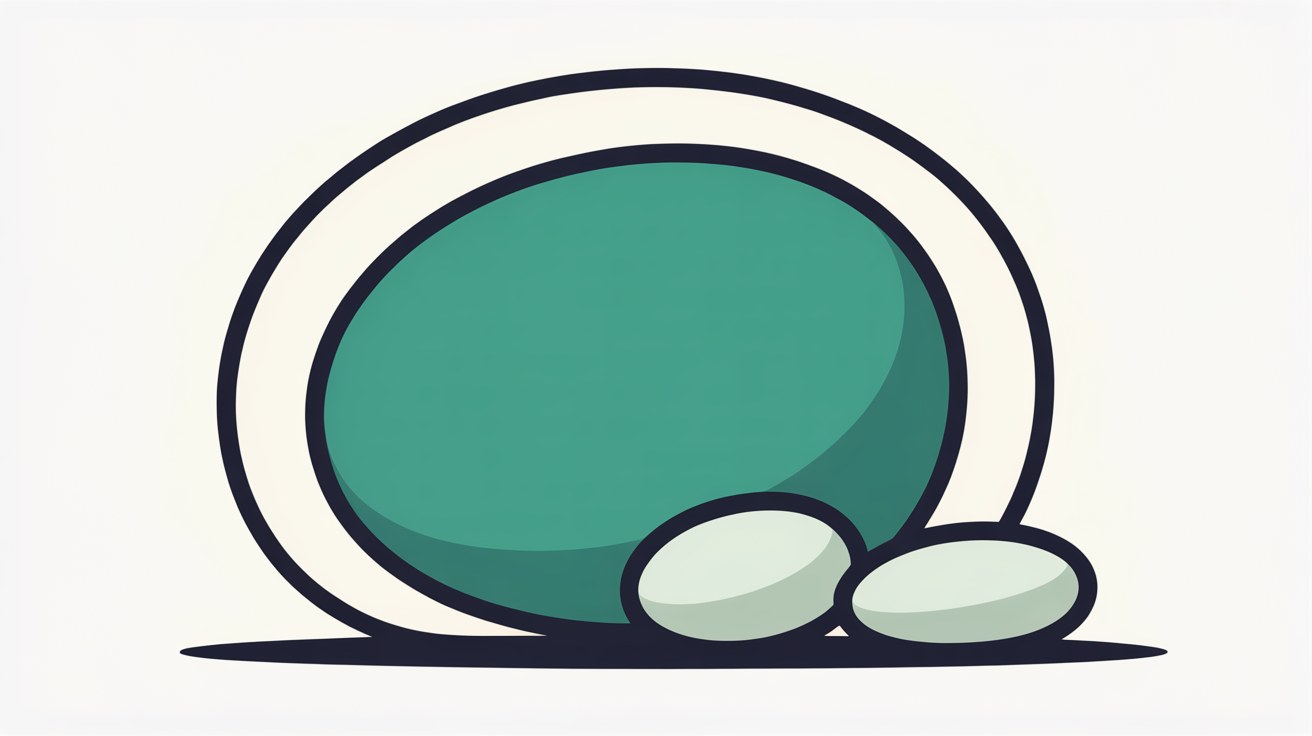 Flat illustration of one solid shape enclosed inside a thin outlined boundary with two smaller pale shapes resting outside it