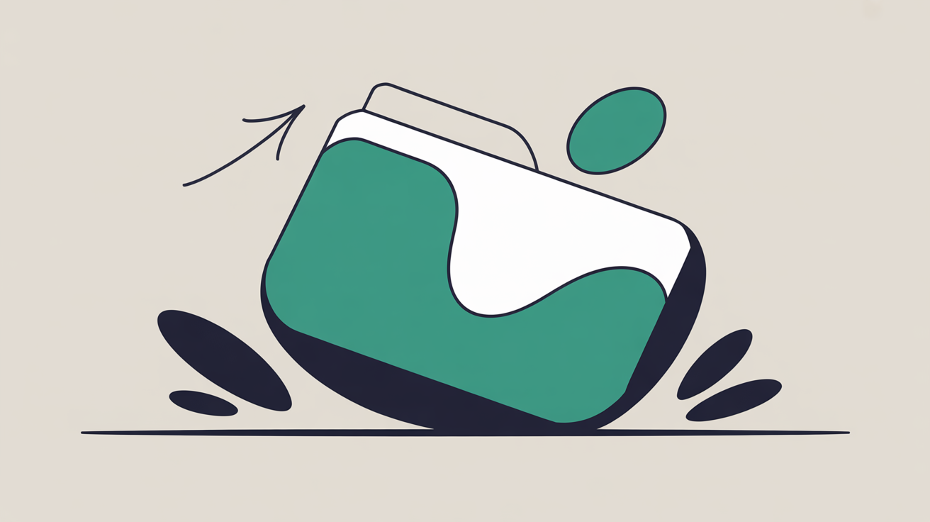 Abstract teal shapes on a warm grey background suggesting a small element being updated quickly and effortlessly