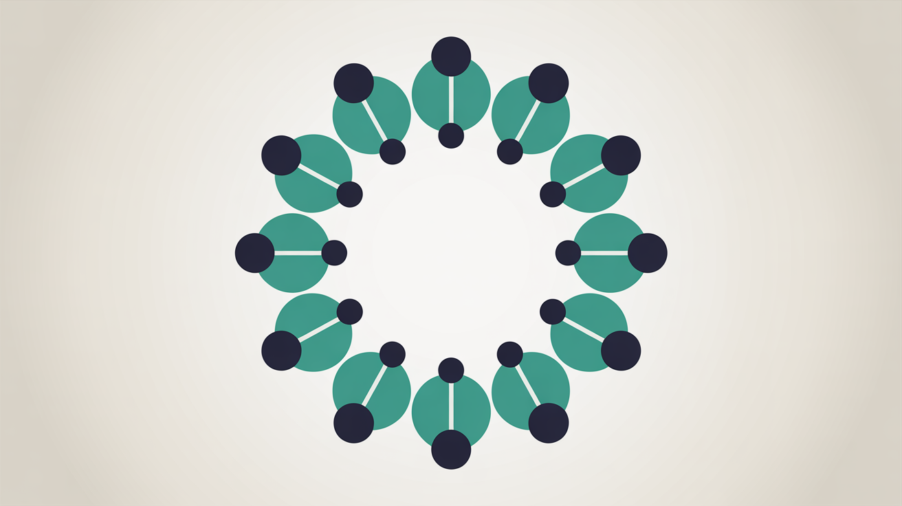 Clean flat illustration showing a complete circle of teal data points with no missing segments, representing full visitor visibility