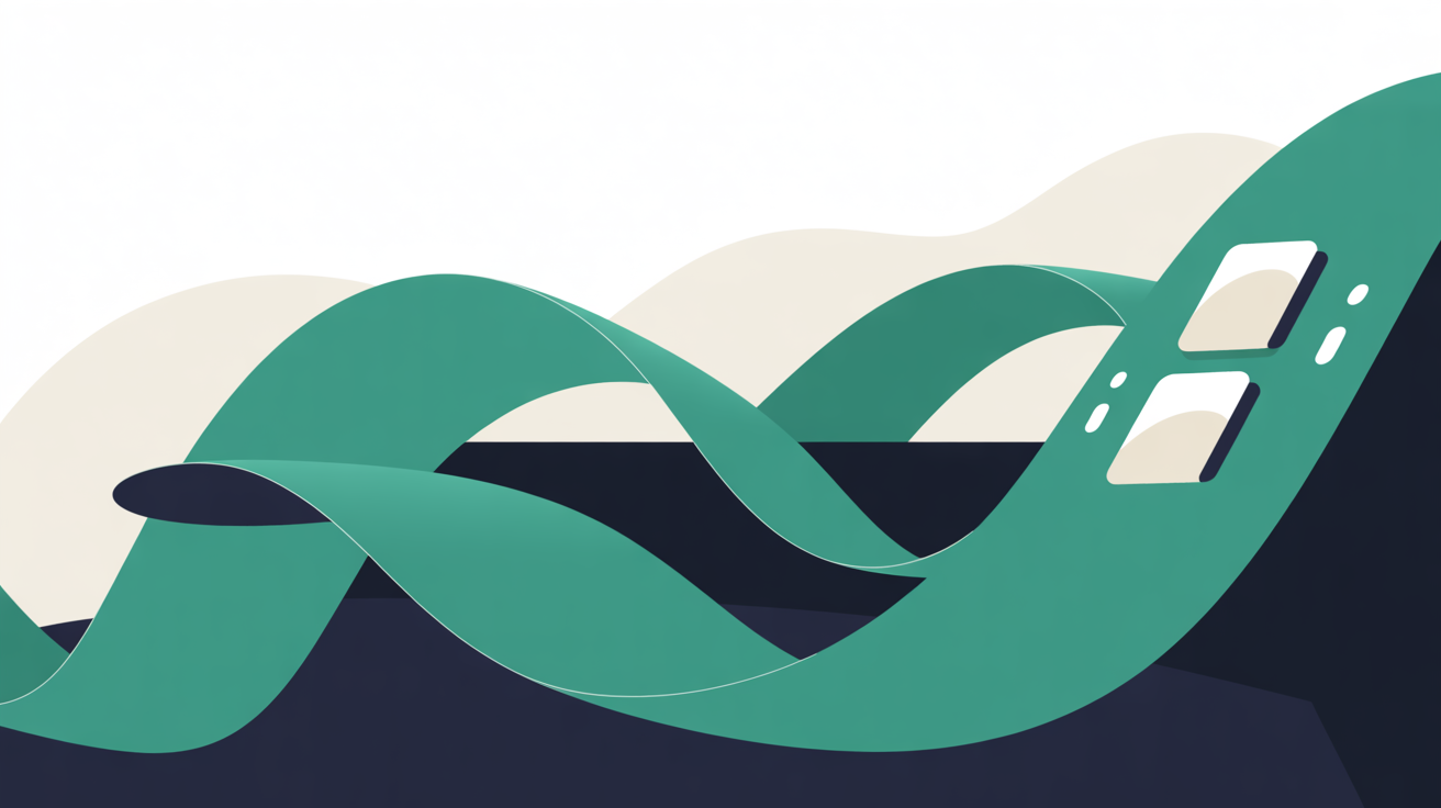 Automated GDPR compliance workflow represented by flowing curves and geometric efficiency