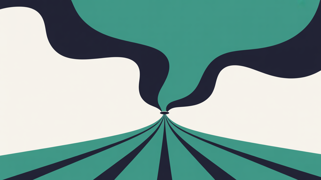 Abstract flowing shapes suggesting search traffic being redirected away from its destination