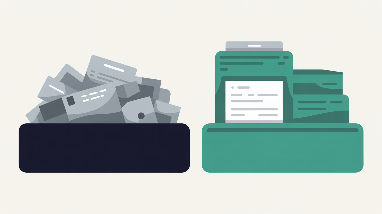 Visual comparison between generic content structure and experience-based content organization