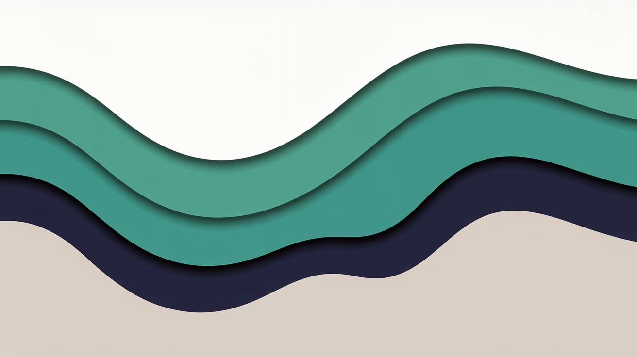 Flat illustration of abstract layers being revealed beneath a surface, suggesting hidden elements in teal and warm grey tones