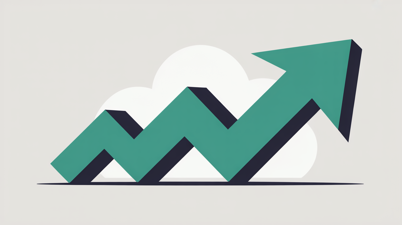 Flat illustration of a checklist workflow with an upward arrow suggesting a step by step process