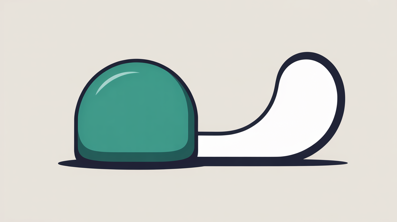 A small contained teal shape on a warm grey field beside an open path leading away, suggesting a short-term use that ends cleanly