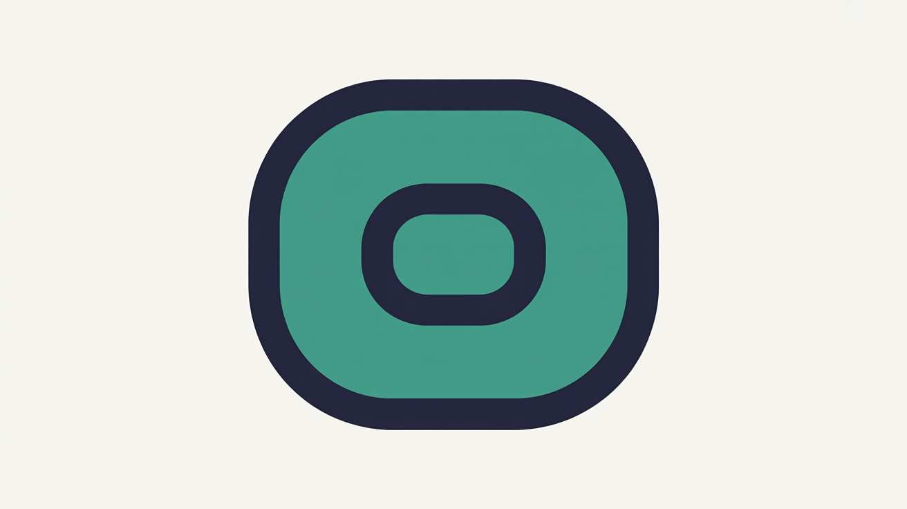 A solid teal rounded rectangle nested inside a heavier deep navy outline on a warm grey background