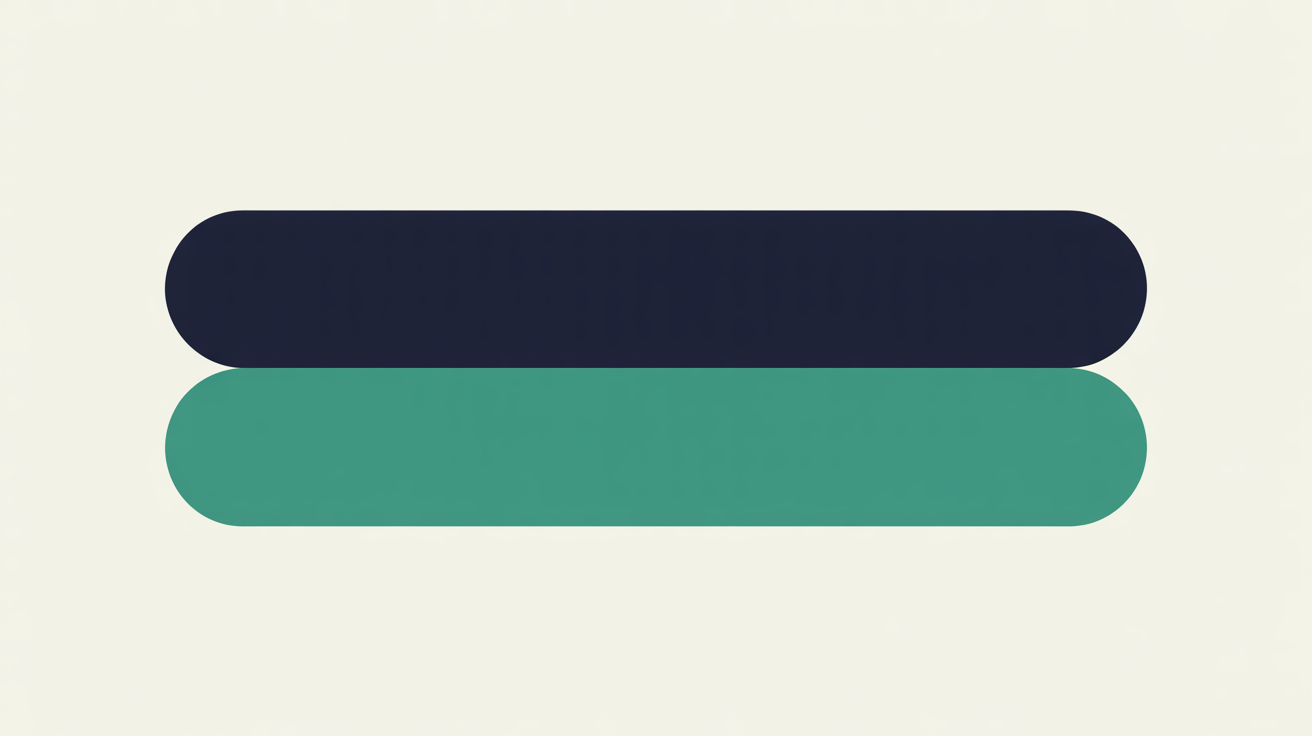 Two rounded horizontal bars stacked on a warm grey background, one deep navy and one teal