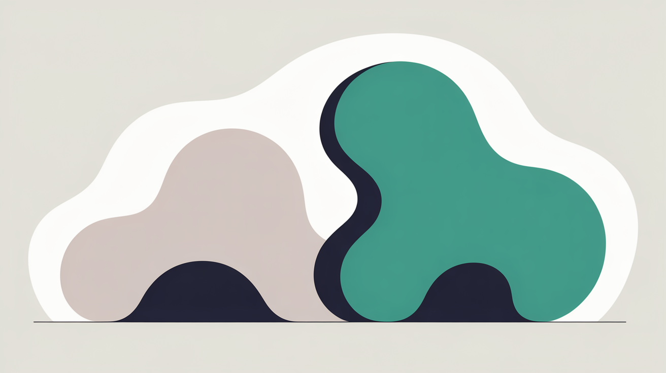 Abstract shapes illustrating gradual decay and fading of a web form with teal highlights on a warm grey background