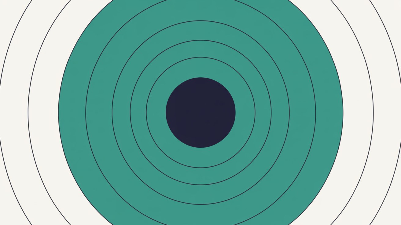 Concentric rings radiating from a single solid point and fading with distance