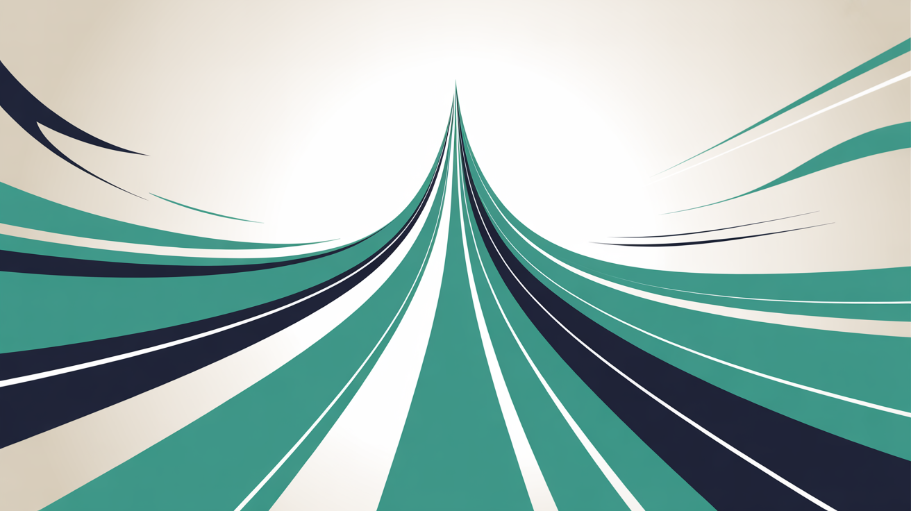 Clean abstract illustration showing upward-flowing teal lines representing consistent performance and stability