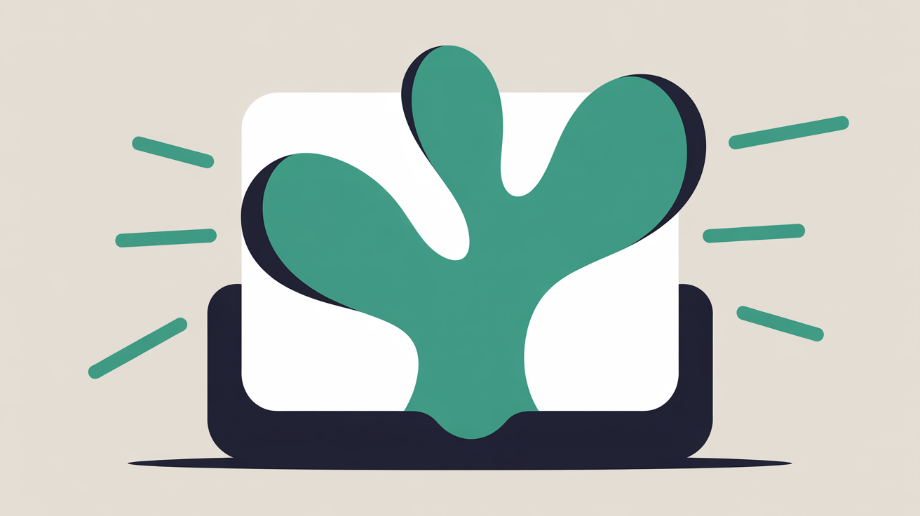 Flat illustration of an abstract shape expanding beyond a contained frame, suggesting growth beyond limits