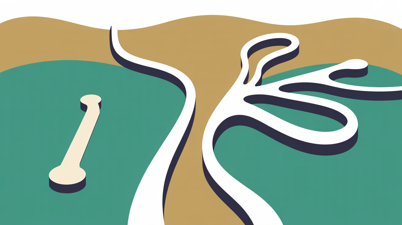 Two diverging abstract paths on a warm stone background, one direct and one branching, suggesting cost trade-offs between platforms