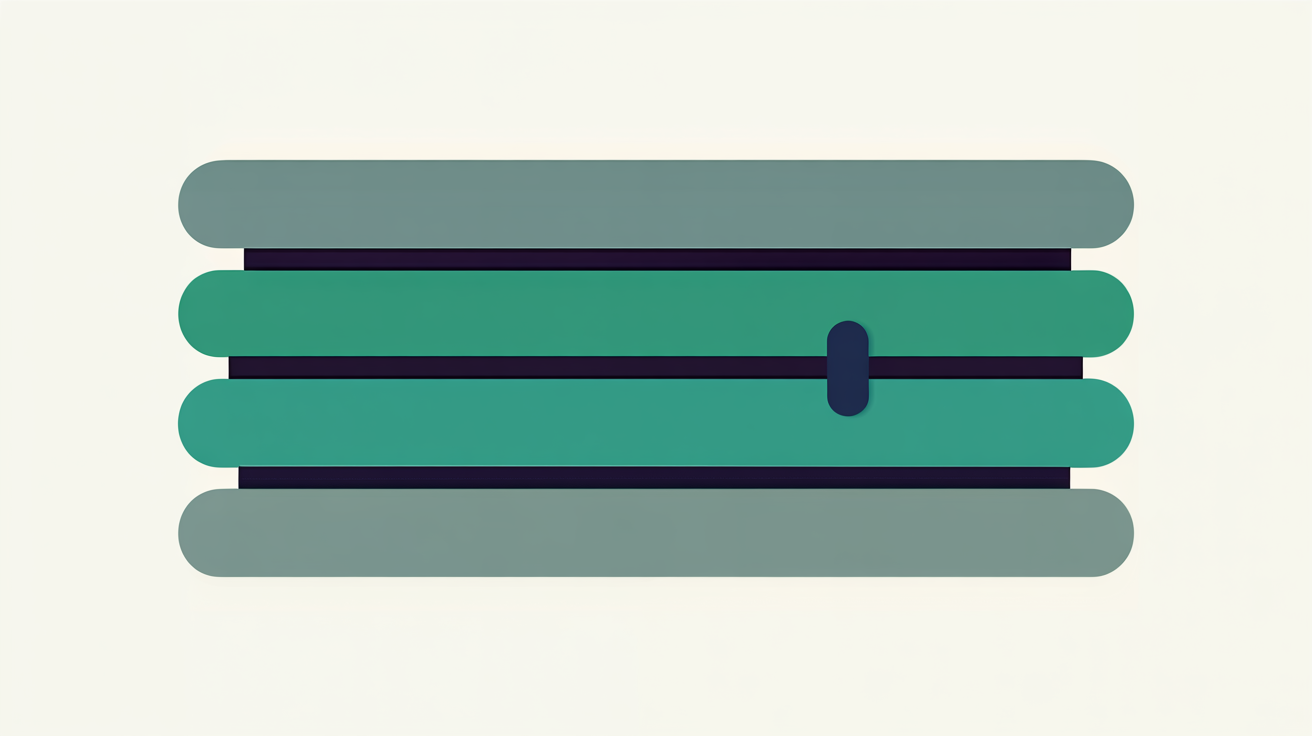 Flat illustration of four stacked horizontal bars with one bar highlighted in teal, representing one search listing chosen from several