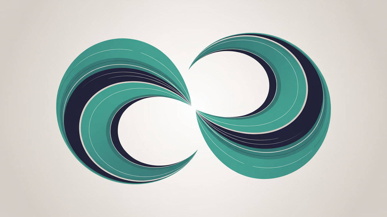 Clean abstract illustration of flowing teal data streams converging into a simple analytics display on warm grey background