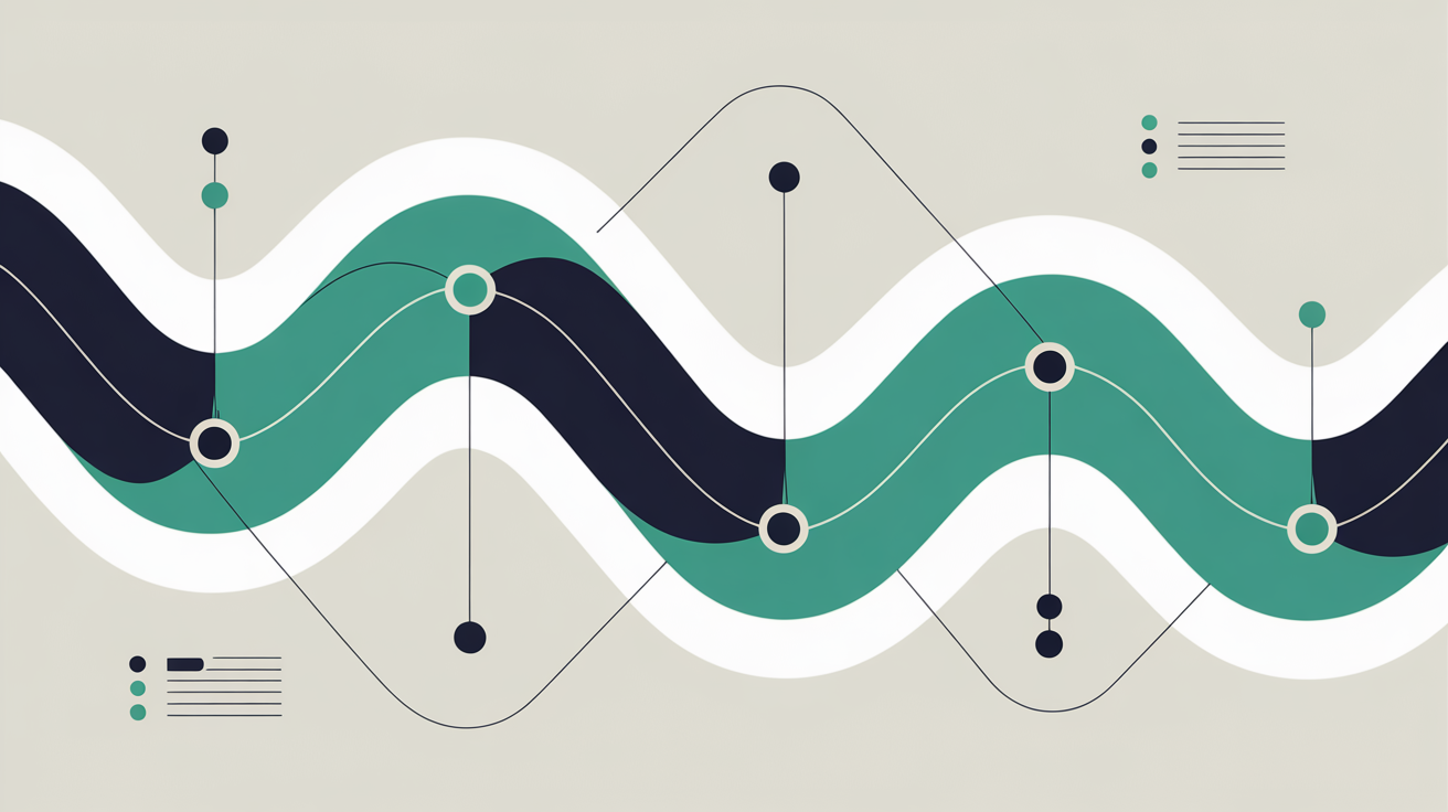 Abstract geometric shapes with teal lines flowing through open nodes on warm grey background, suggesting unobstructed data flow