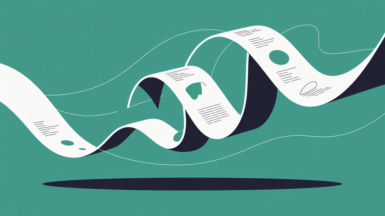 Abstract flat illustration of data streams flowing freely through open space with teal accents on warm grey background