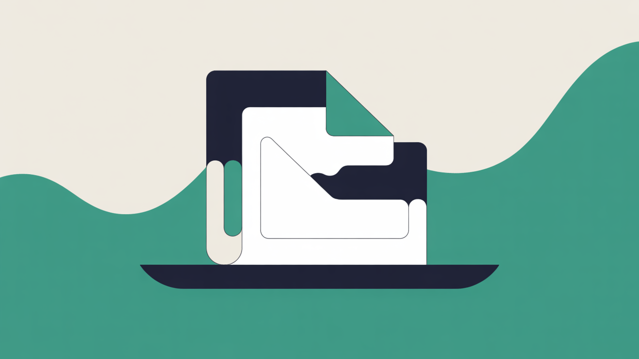 Abstract flat illustration of website content blocks being refreshed, teal shapes on warm grey background