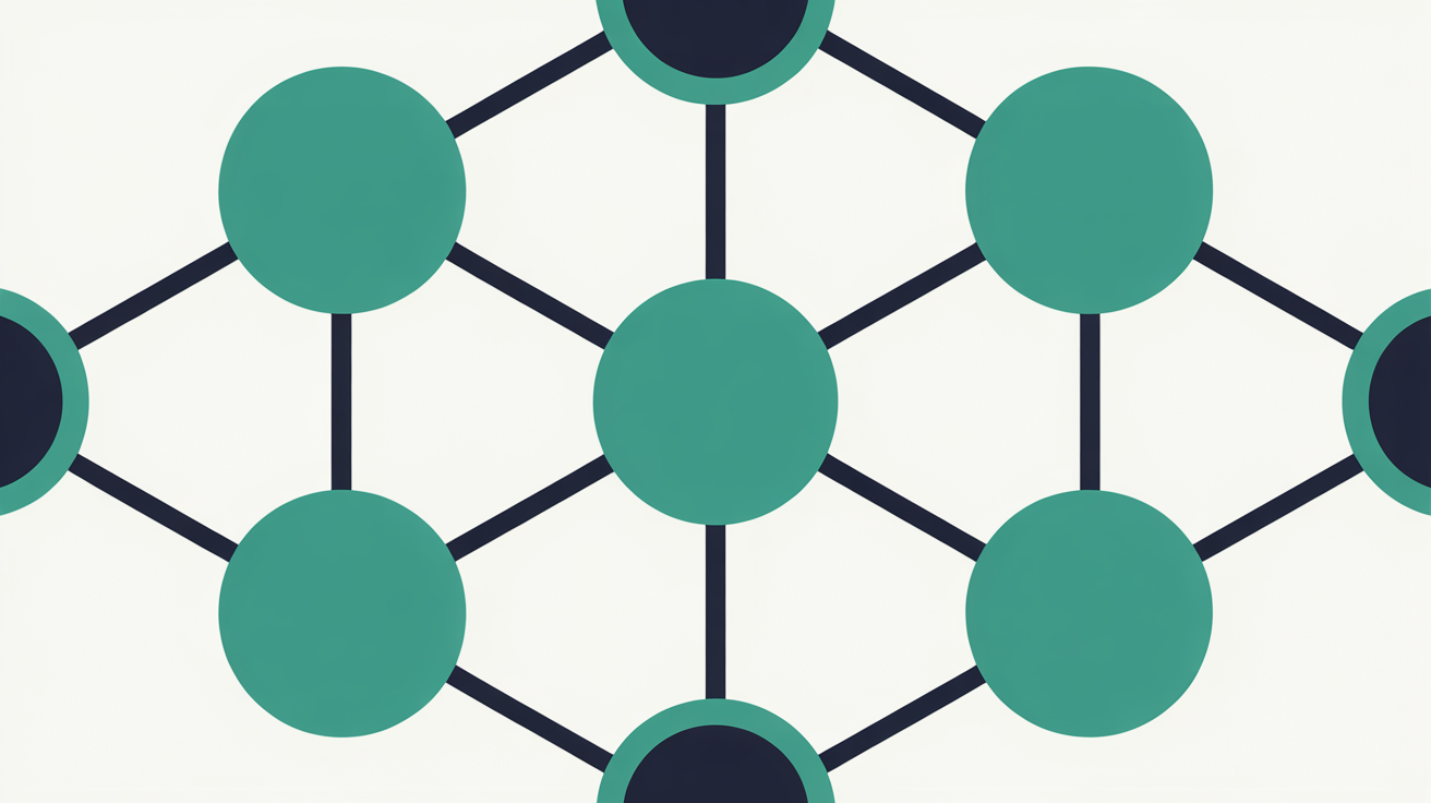 Abstract connected nodes representing uptime monitoring across a hosting infrastructure