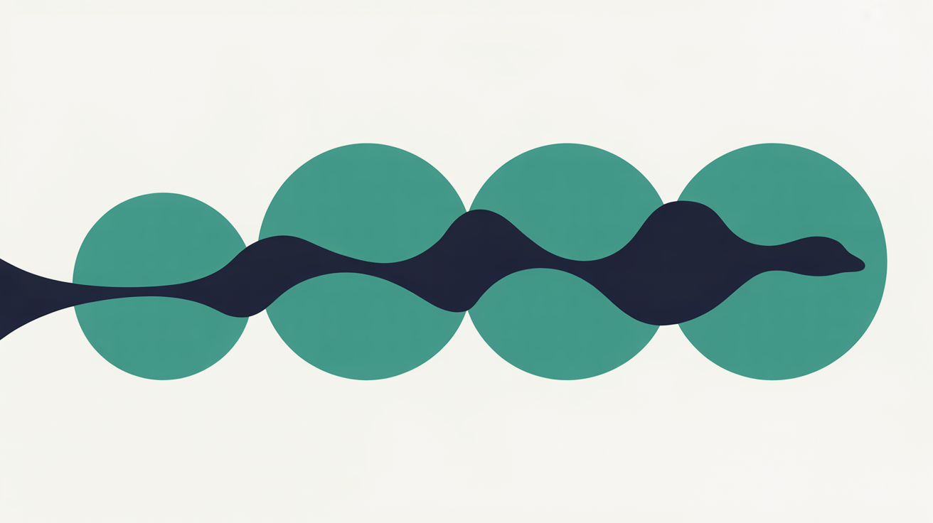 Four-stage migration process visualization showing connected workflow steps