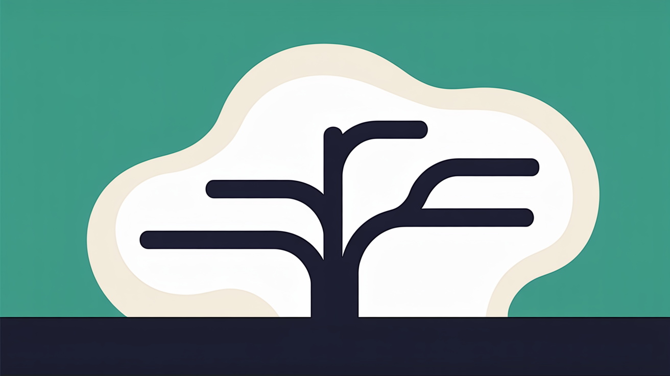 Flat illustration of a simplified branching path structure with a few clear routes from a central starting point