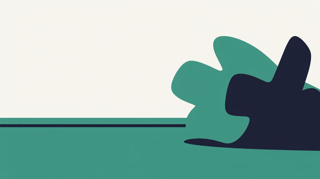 A clean open space with a small teal banner along its lower edge beside tangled shapes pushed to one side, suggesting an uncluttered page