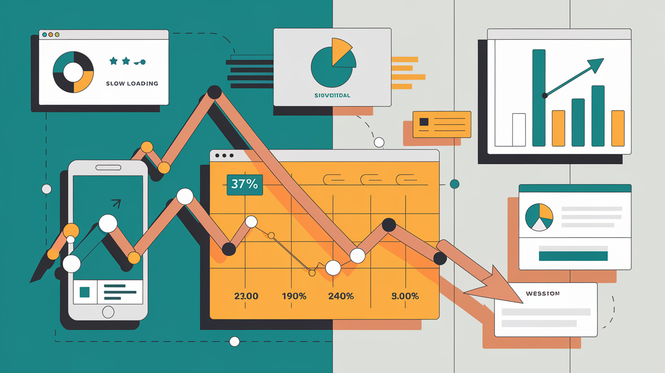 Graph showing conversion rate decline as page load time increases