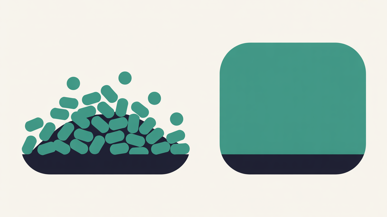 Two contrasting abstract zones representing the difference between scattered social media content and a stable owned website foundation
