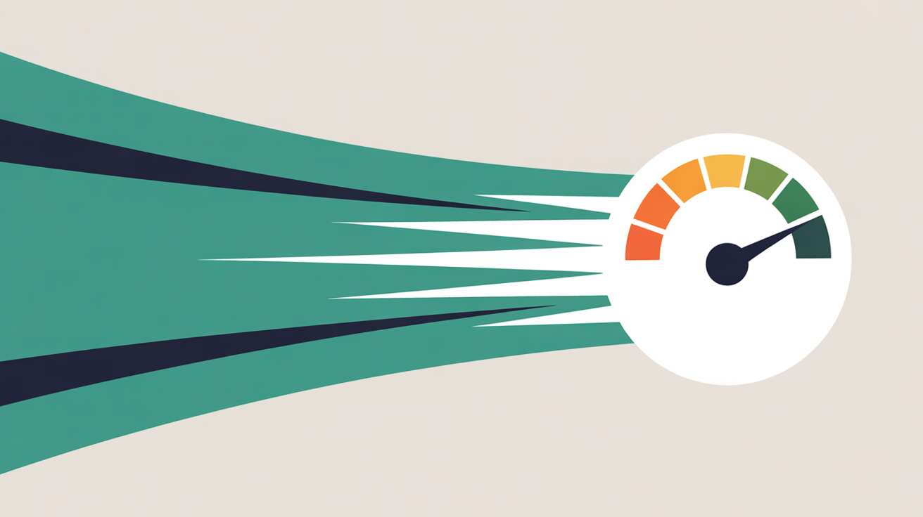 Performance improvement illustration with flowing lines suggesting speed