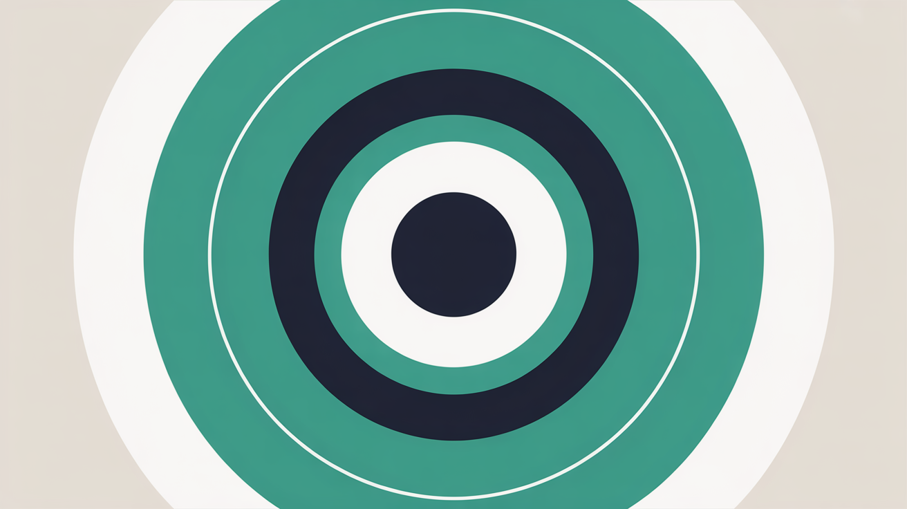 Abstract illustration of concentric rings with a single focal centre, suggesting layers of verification and observability in teal on a warm grey background