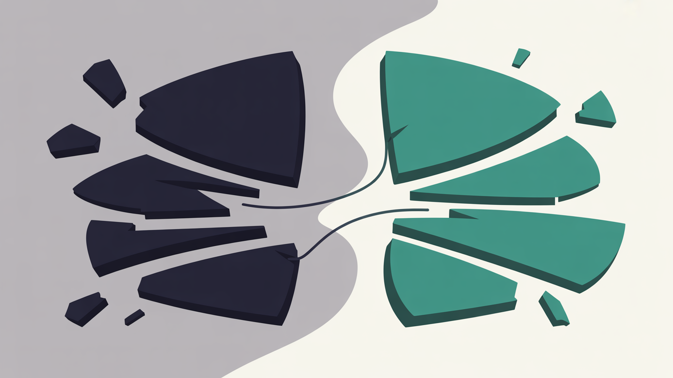 Website disaster recovery visualization showing broken site elements being restored