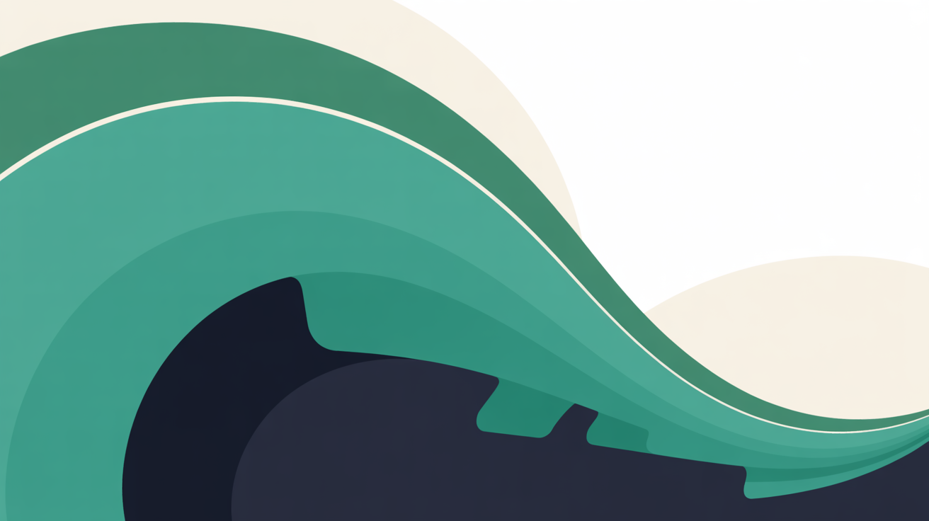 Layered teal nodes connected by clean lines suggesting a verified restore process running in sequence