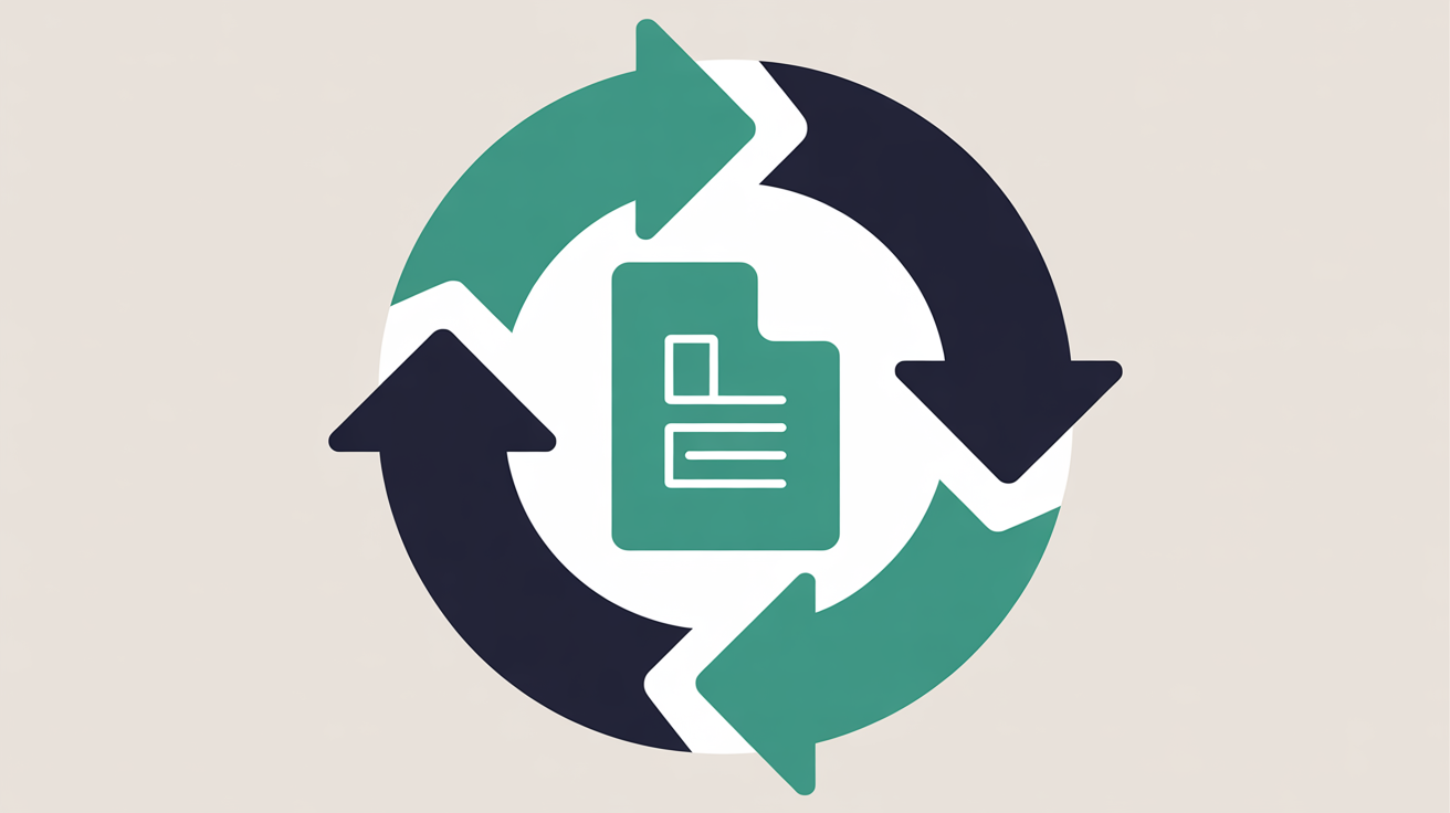 Circular arrows forming a refresh cycle around a central element suggesting automated backup and restore
