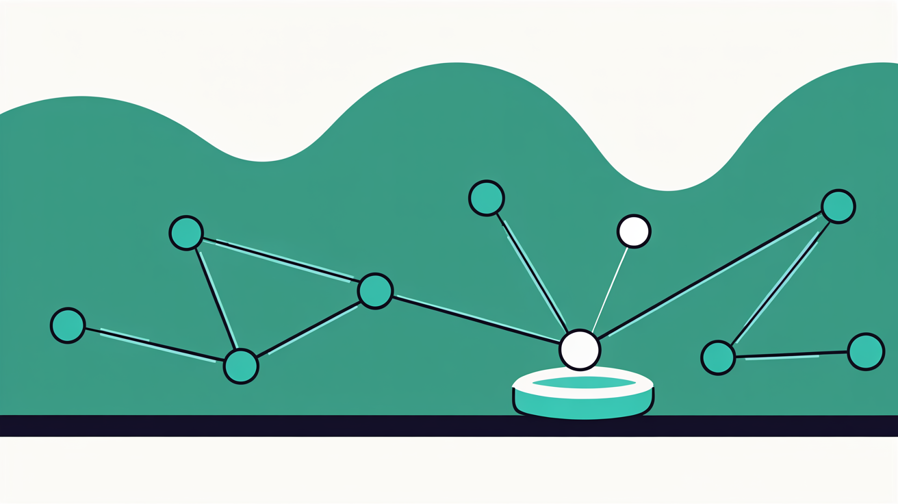Abstract illustration of small connected nodes with one glowing node representing a newly discovered page