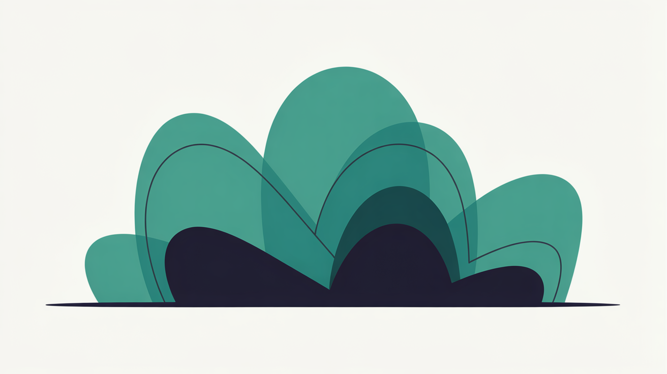 Abstract layered geometric shapes in teal suggesting multiple protective barriers on warm grey background