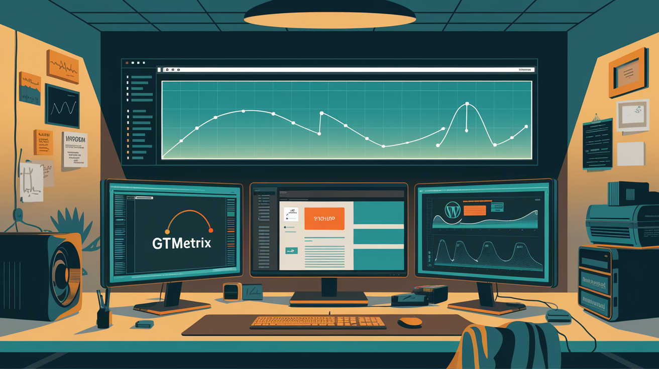 Performance testing setup showing multiple monitoring tools measuring WordPress site speed