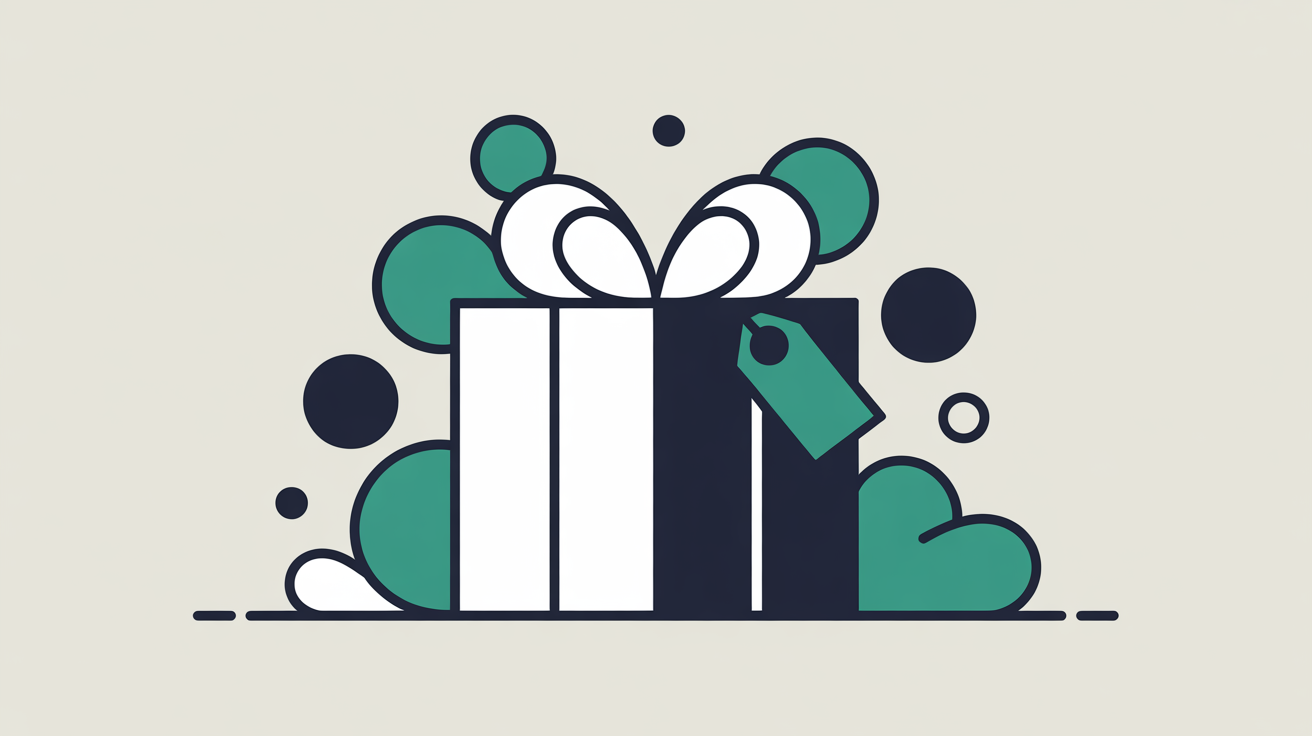 Stylised flat illustration of a bundle of website service icons grouped under a single price tag in teal on a warm grey background