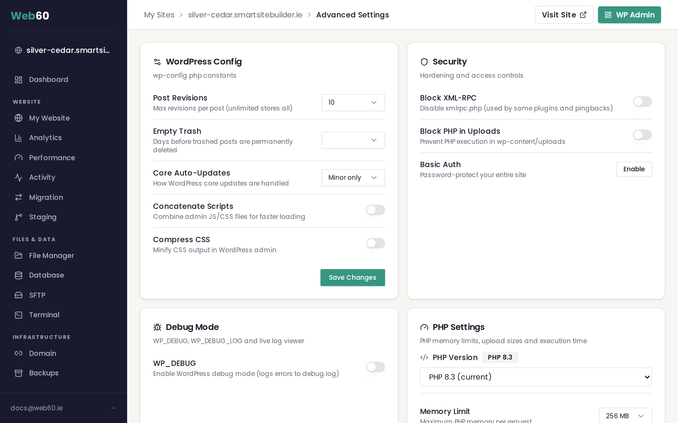 Block PHP in Uploads toggle enabled