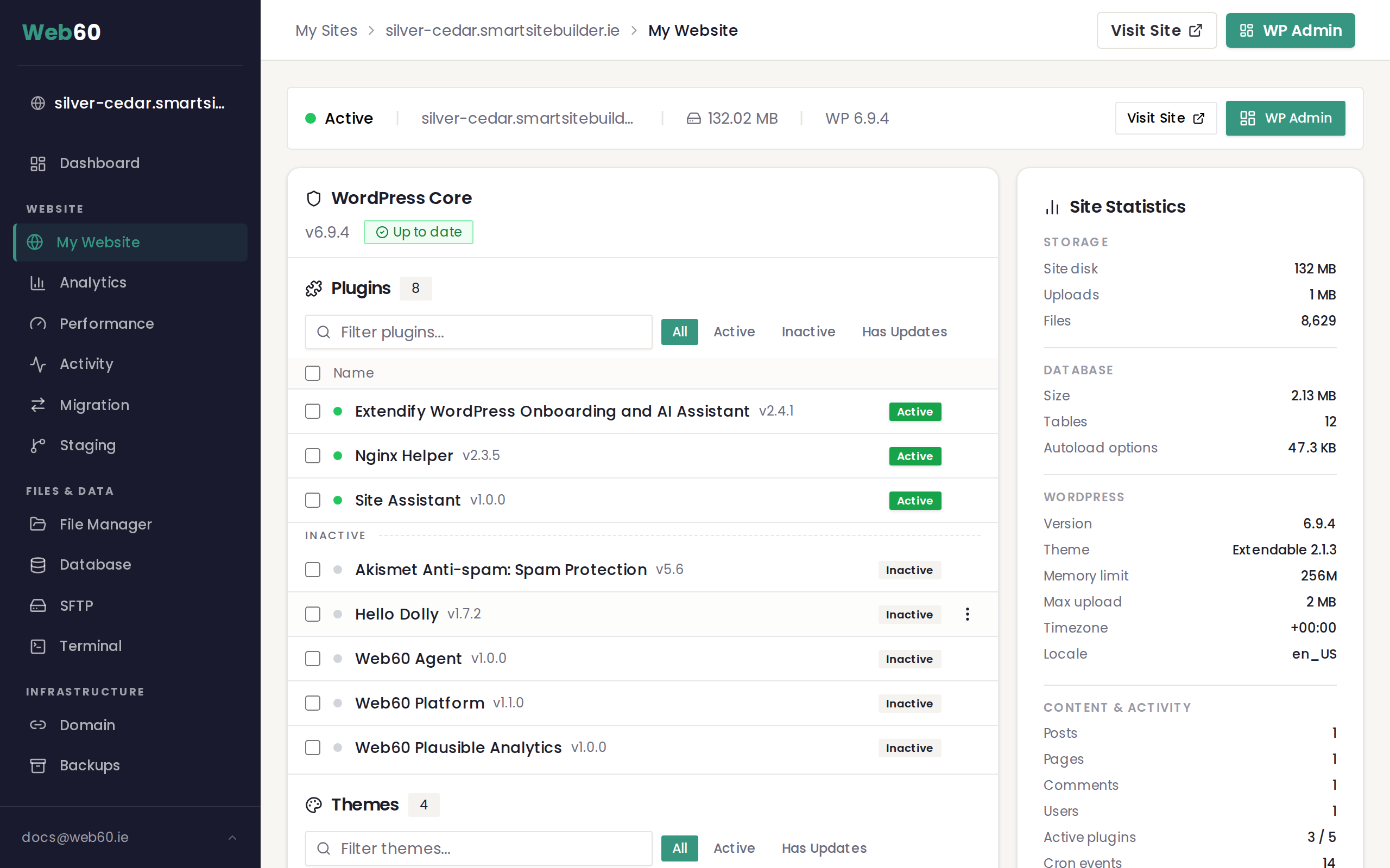 The Auto-Update Settings card in your Web60 dashboard