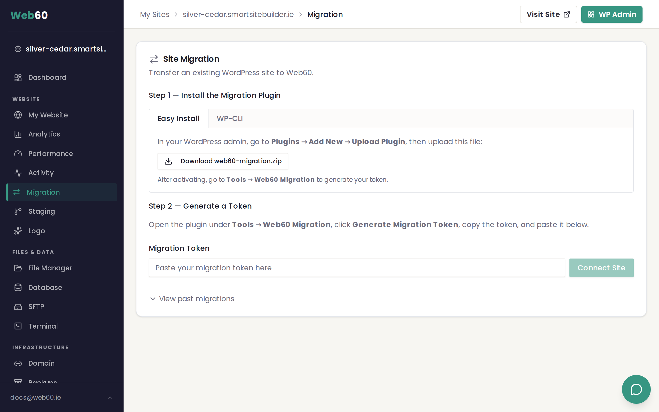 The Migration tab showing the Download Plugin button