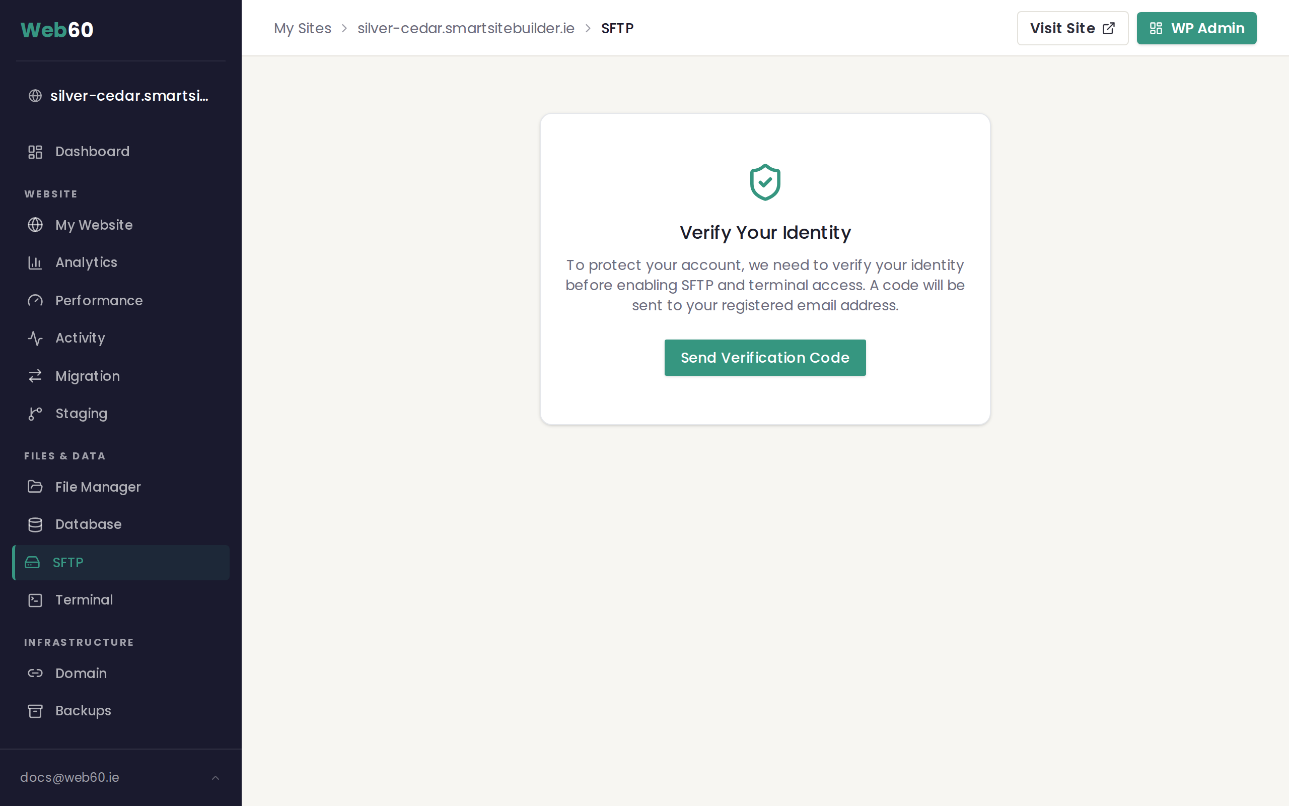 The SFTP tab showing your connection details