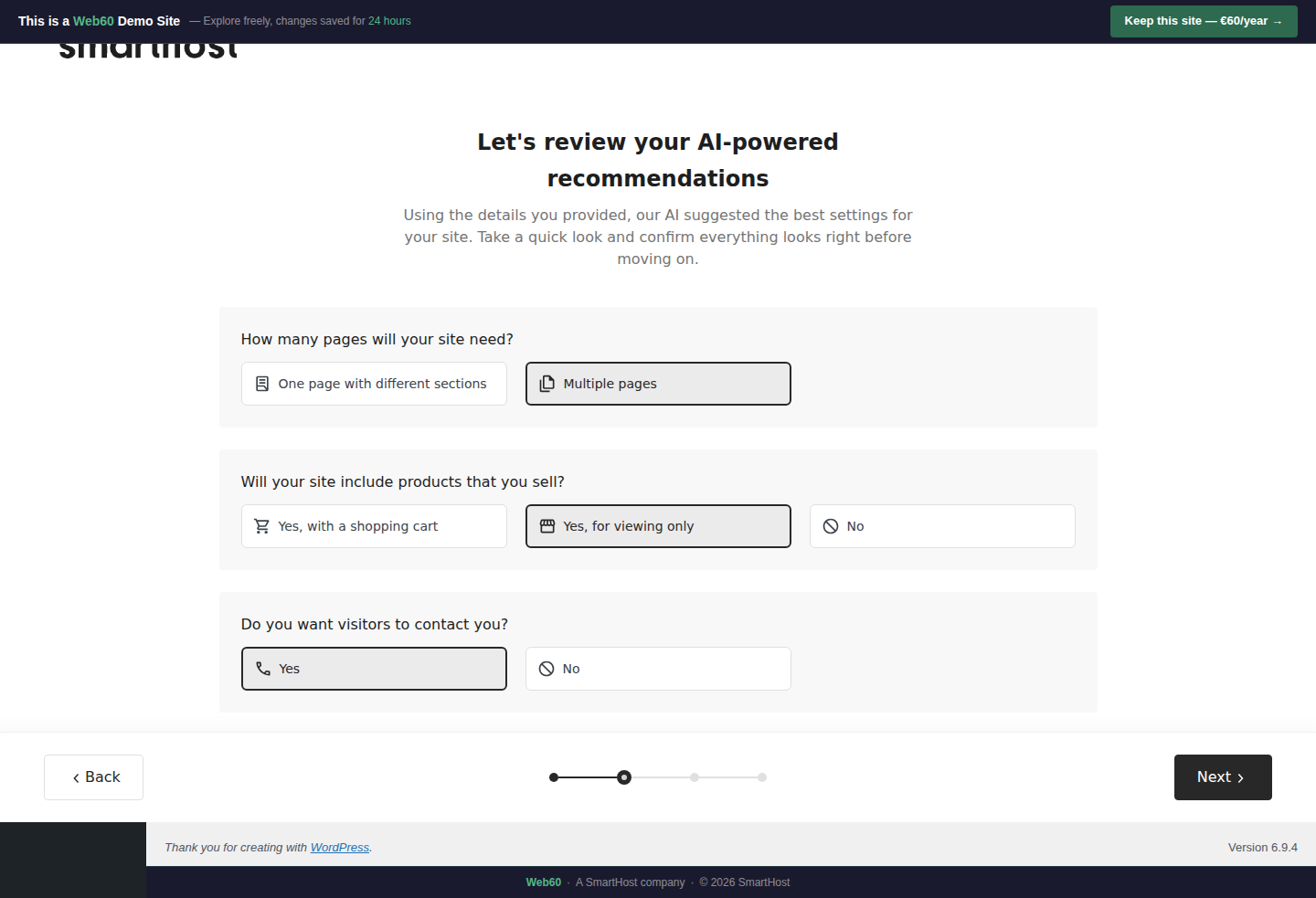 Step 2 — AI recommendations