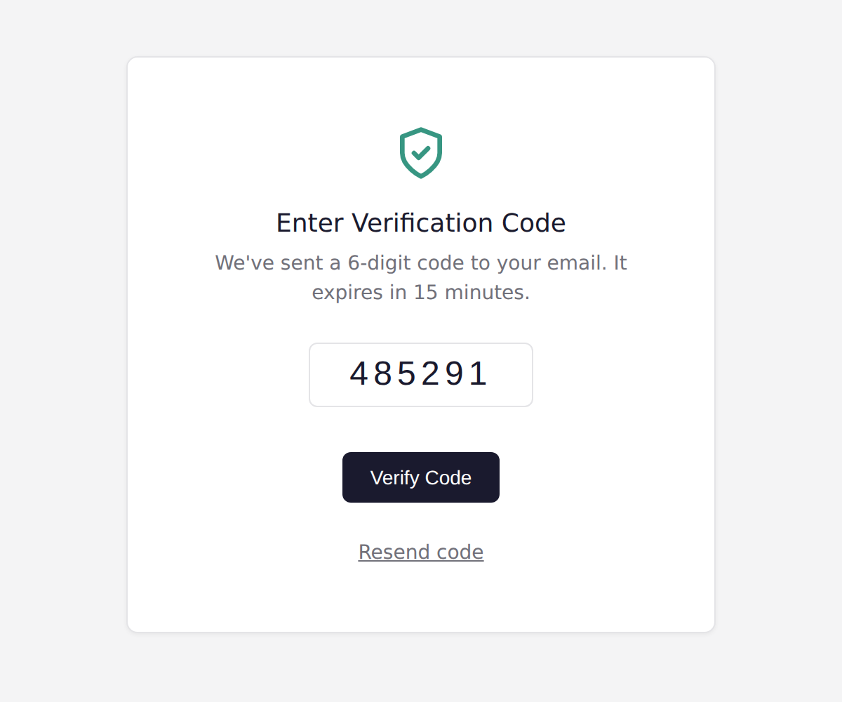 Entering the 6-digit verification code